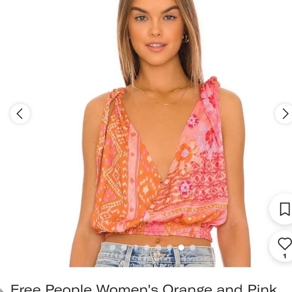 Free People Vibrant Orange and Pink Crop Top - Picture 1 of 1